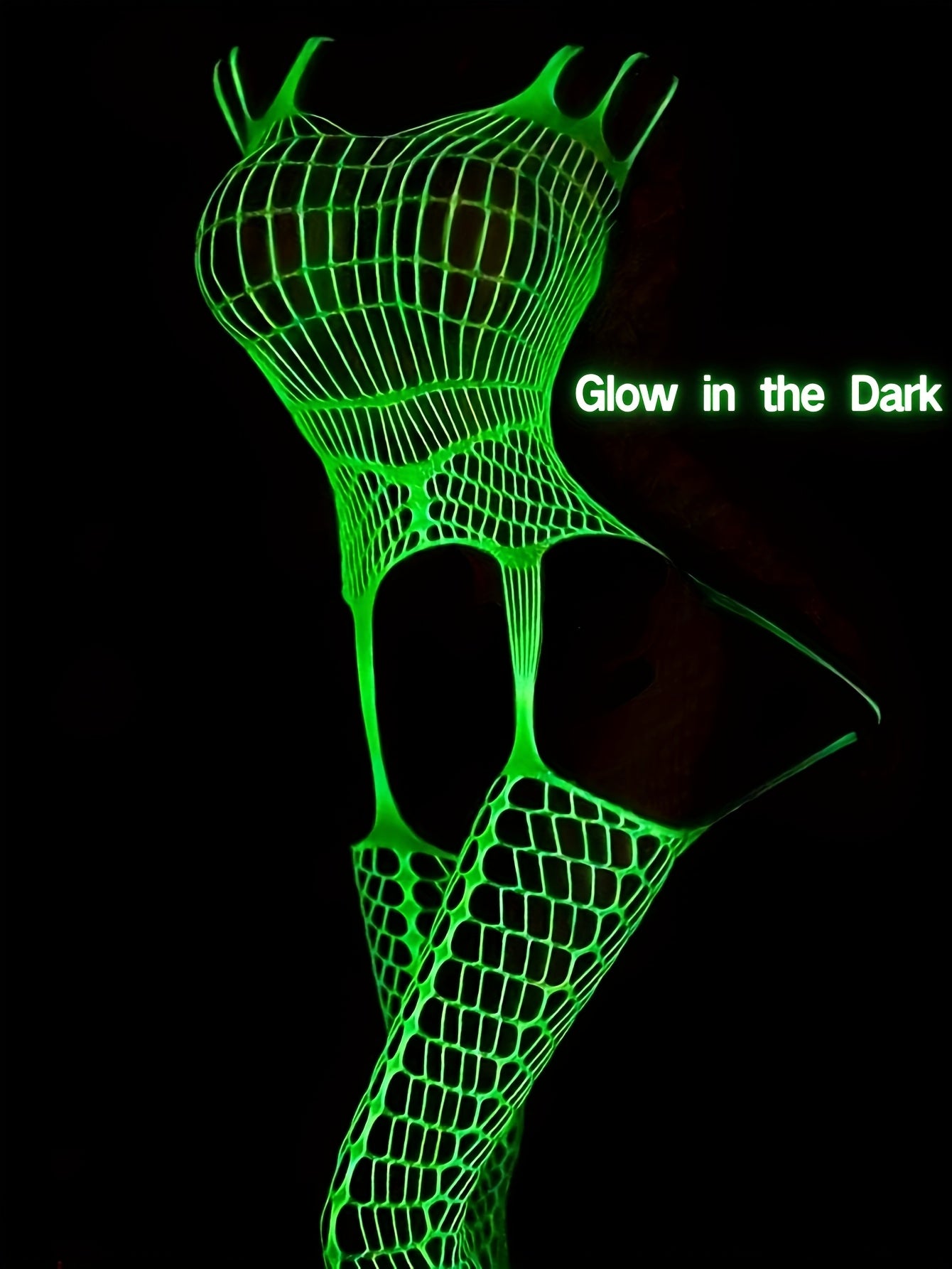 1pc Women's Luminous Fishnet Socks Fishnet Bodysuit Underwear Glowing in the Dark Fishnet Tights See-through Suspender Glow-in-the-Dark Fishnet Stockings Sexy Full Body Stockings Tight Fishnet Stockings Women's Sexuality One-